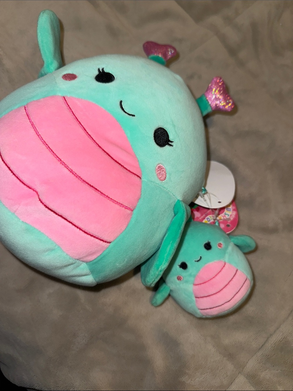 Squishmallow Grasshopper Stuffed Toy - Mint Green & Pink
